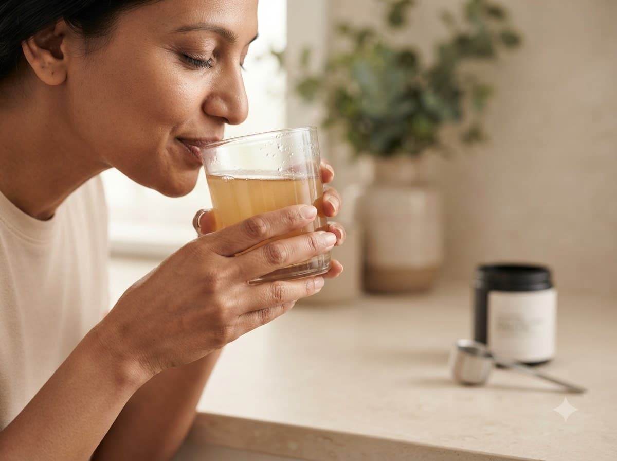 Drinking the mixed AMEVO extract powder